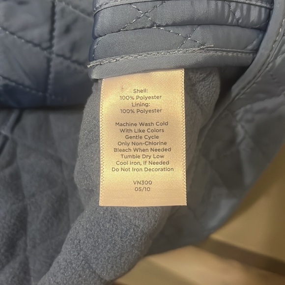 TALBOTS‎ Blue Quilted Fleece Lined Vest With Corduroy Collar Size M - Picture 5 of 5